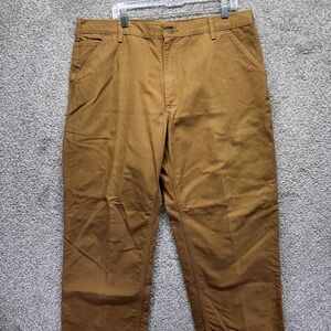 Carhartt Pants Mens 40x30 Brown Canvas Duck Dungaree Fit Carpenter‎ B11 BRN